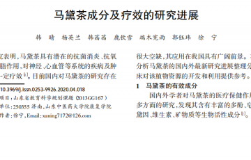 马黛茶成分及疗效的研究进展——山东中医药大学院康复学院论文